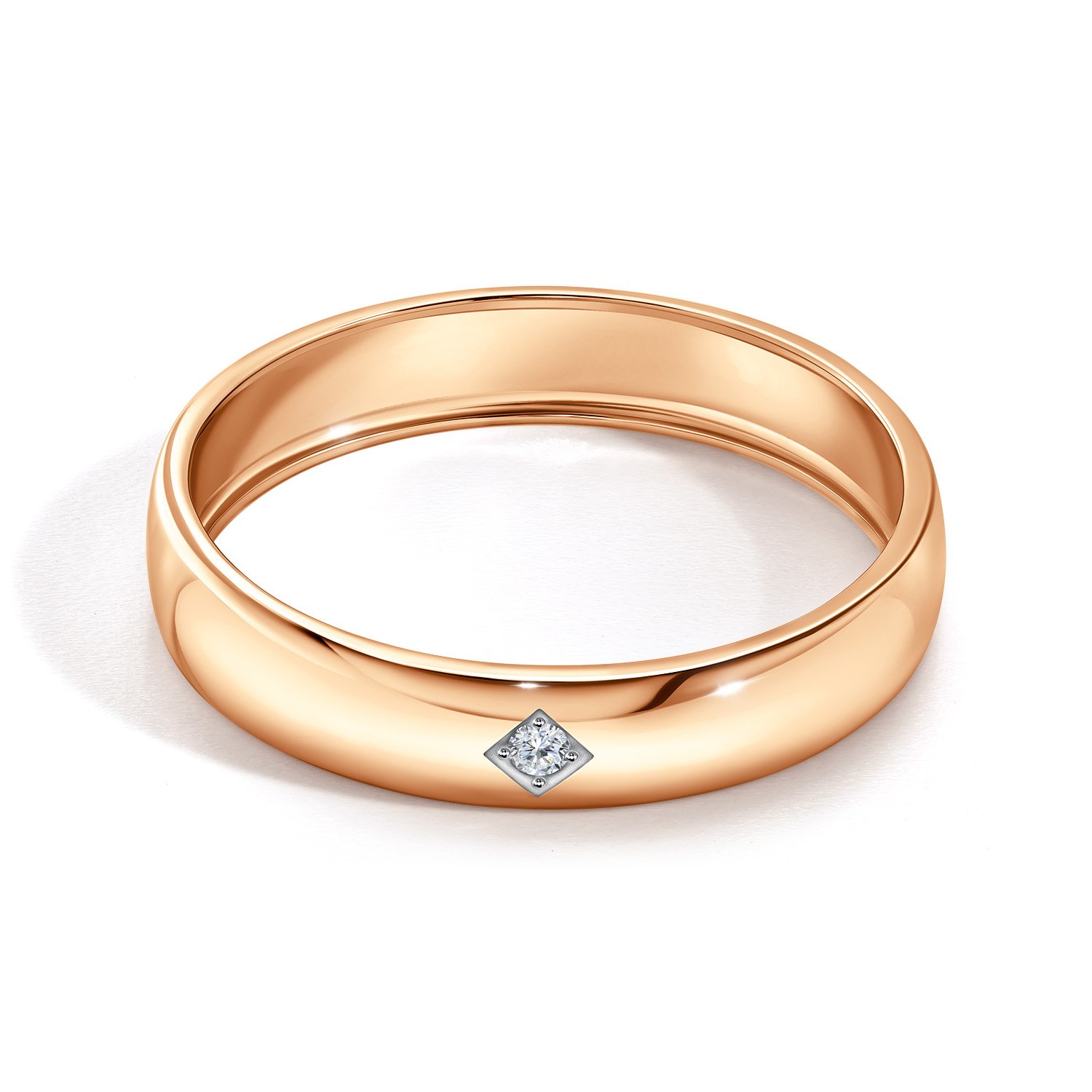 Золотое обручальное кольцо с бриллиантом