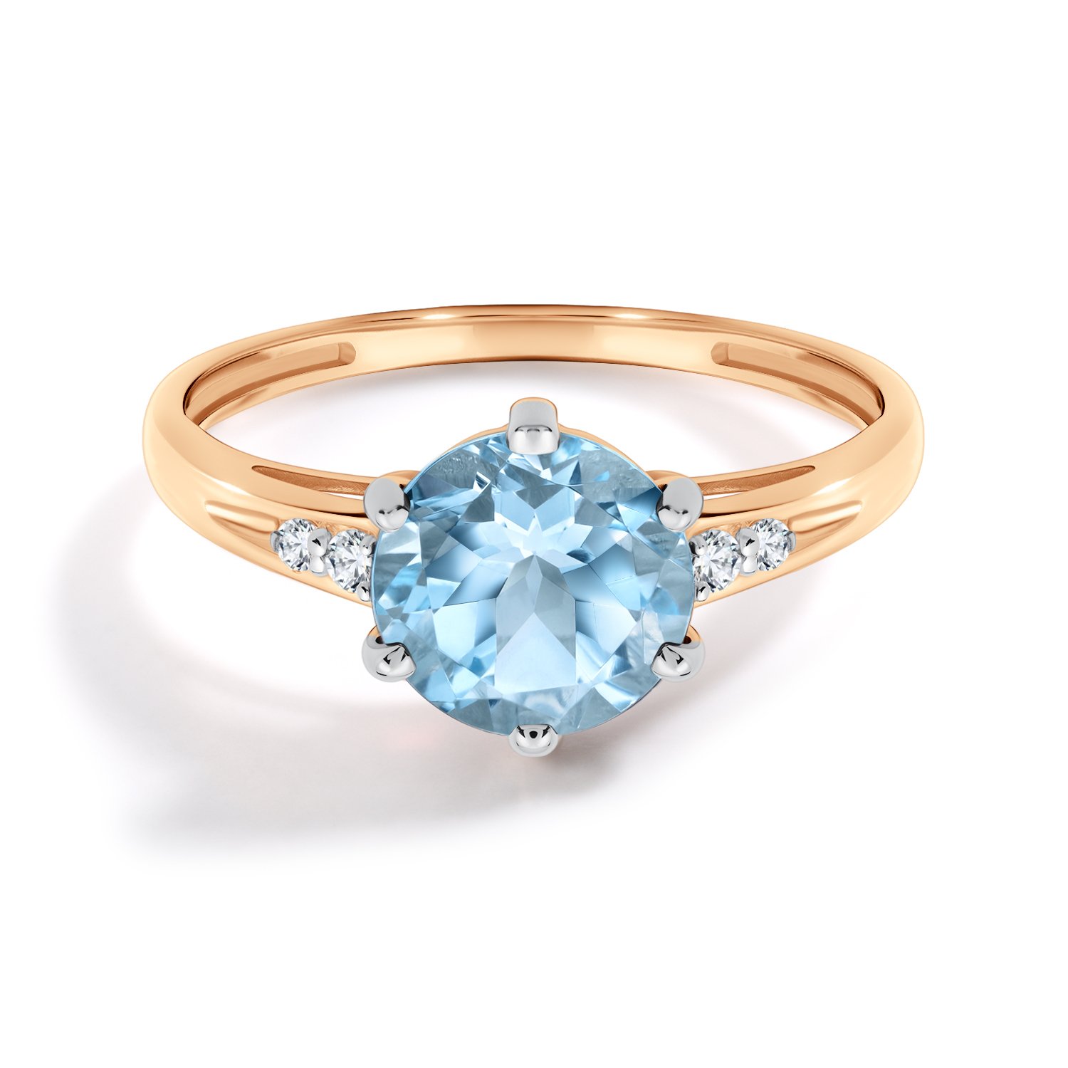 Золотое кольцо с топазом Sky и бриллиантами