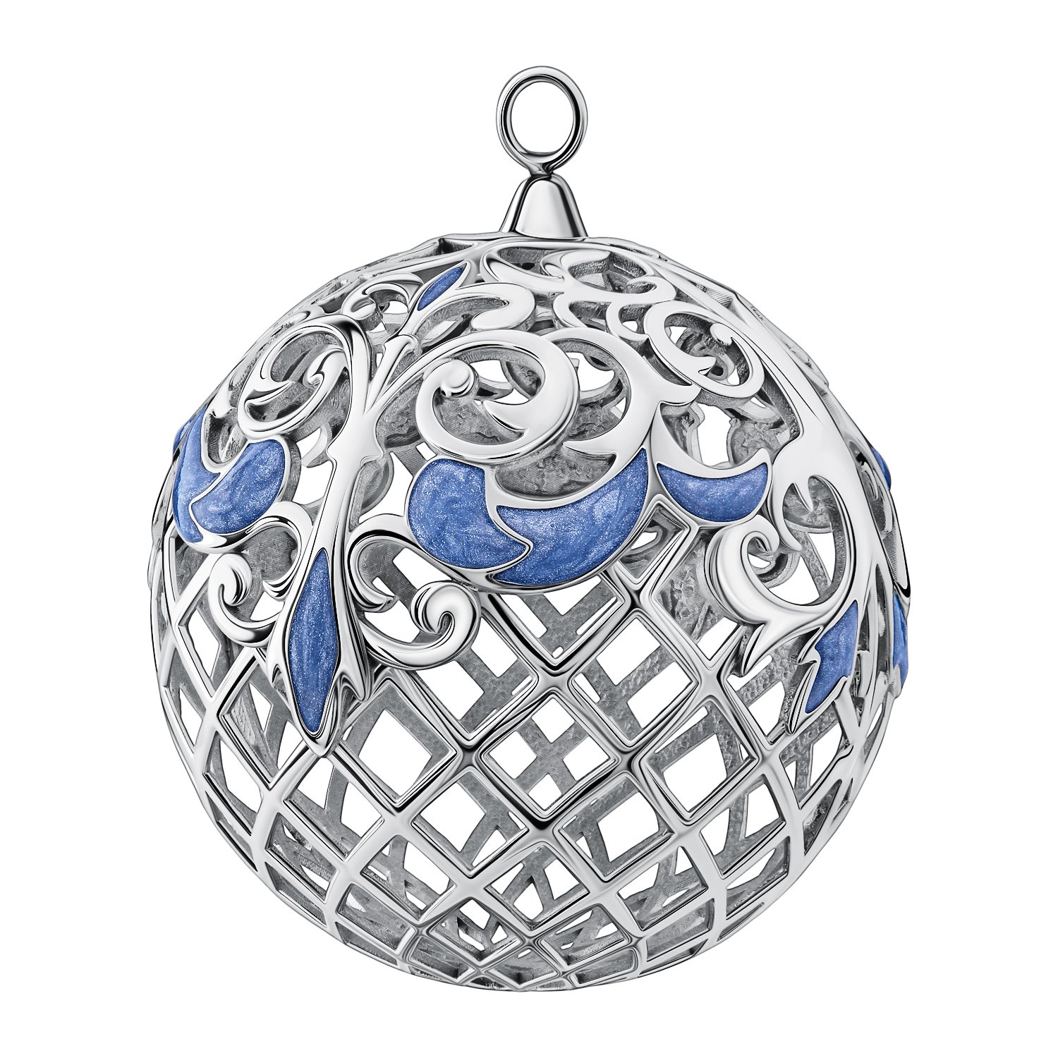 Фото «Серебряная елочная игрушка «шарик» с эмалью»