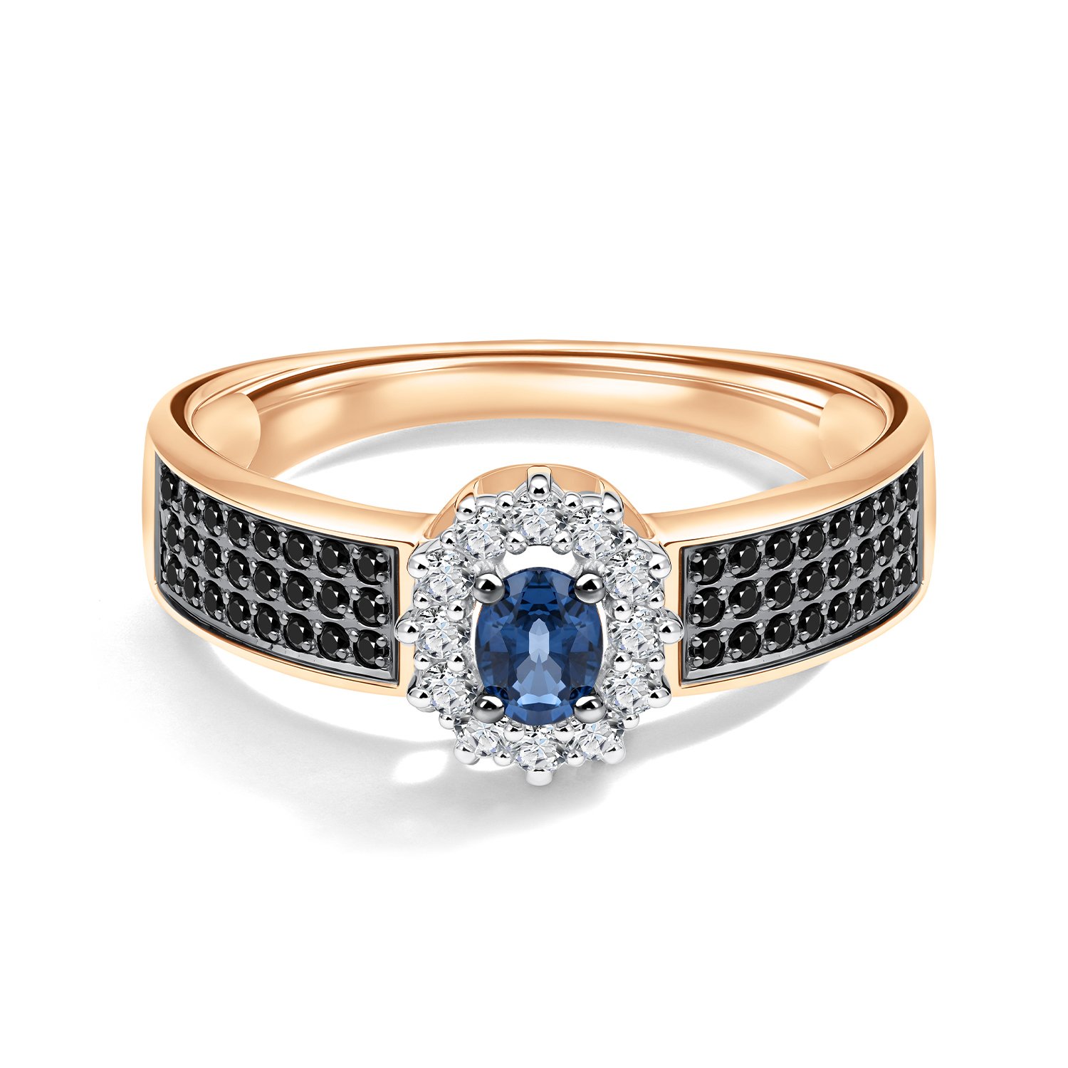 Золотое кольцо с сапфиром и бриллиантами