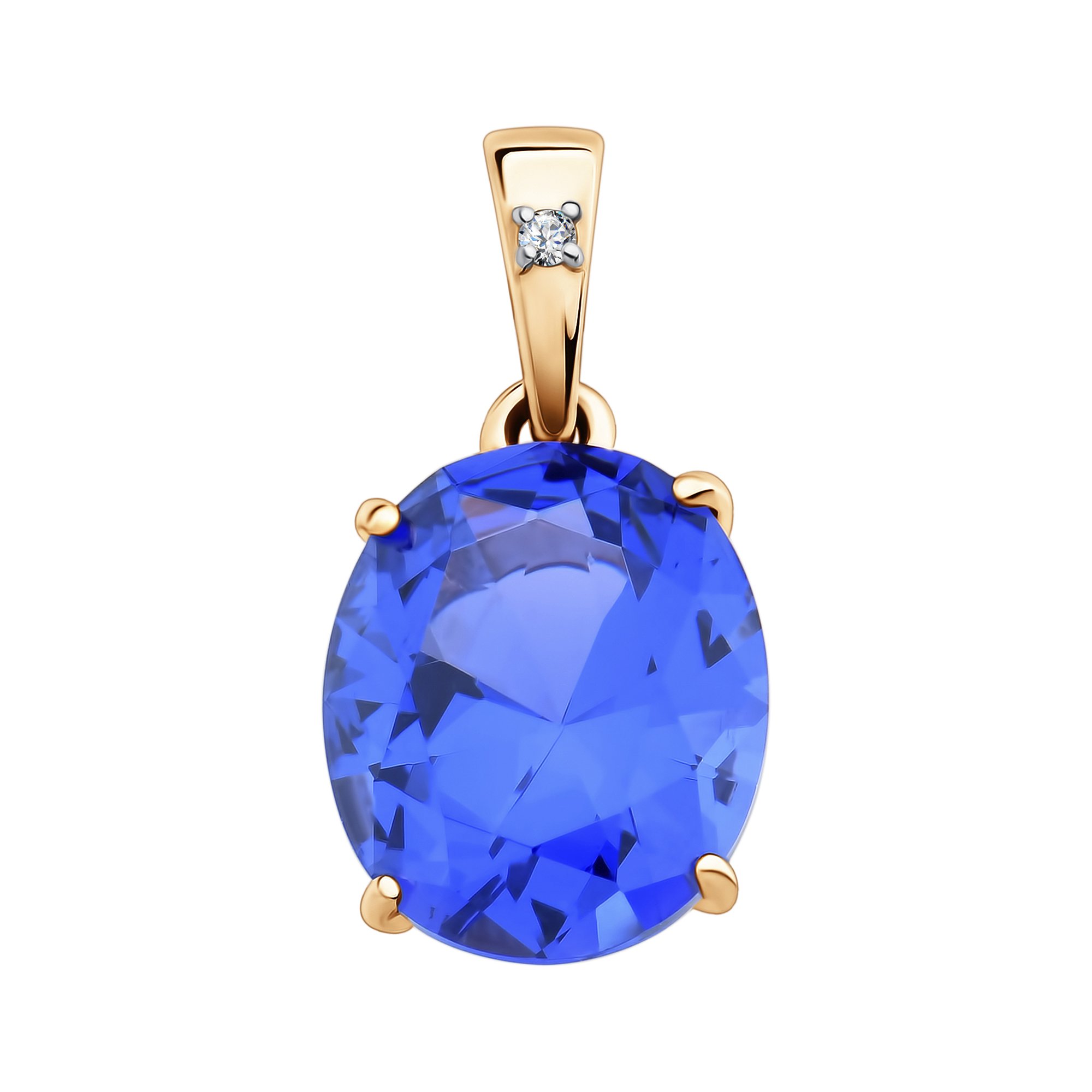 Золотая подвеска с танзанитом и бриллиантом