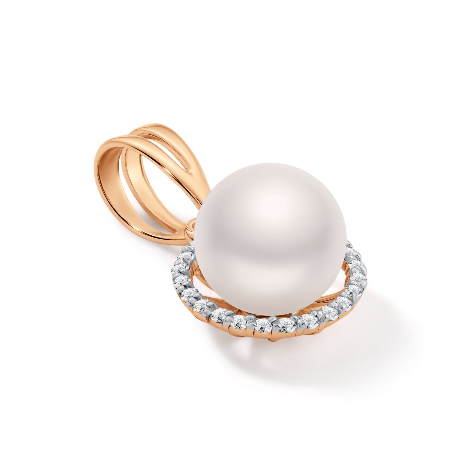 Золотая подвеска с жемчугом и бриллиантами