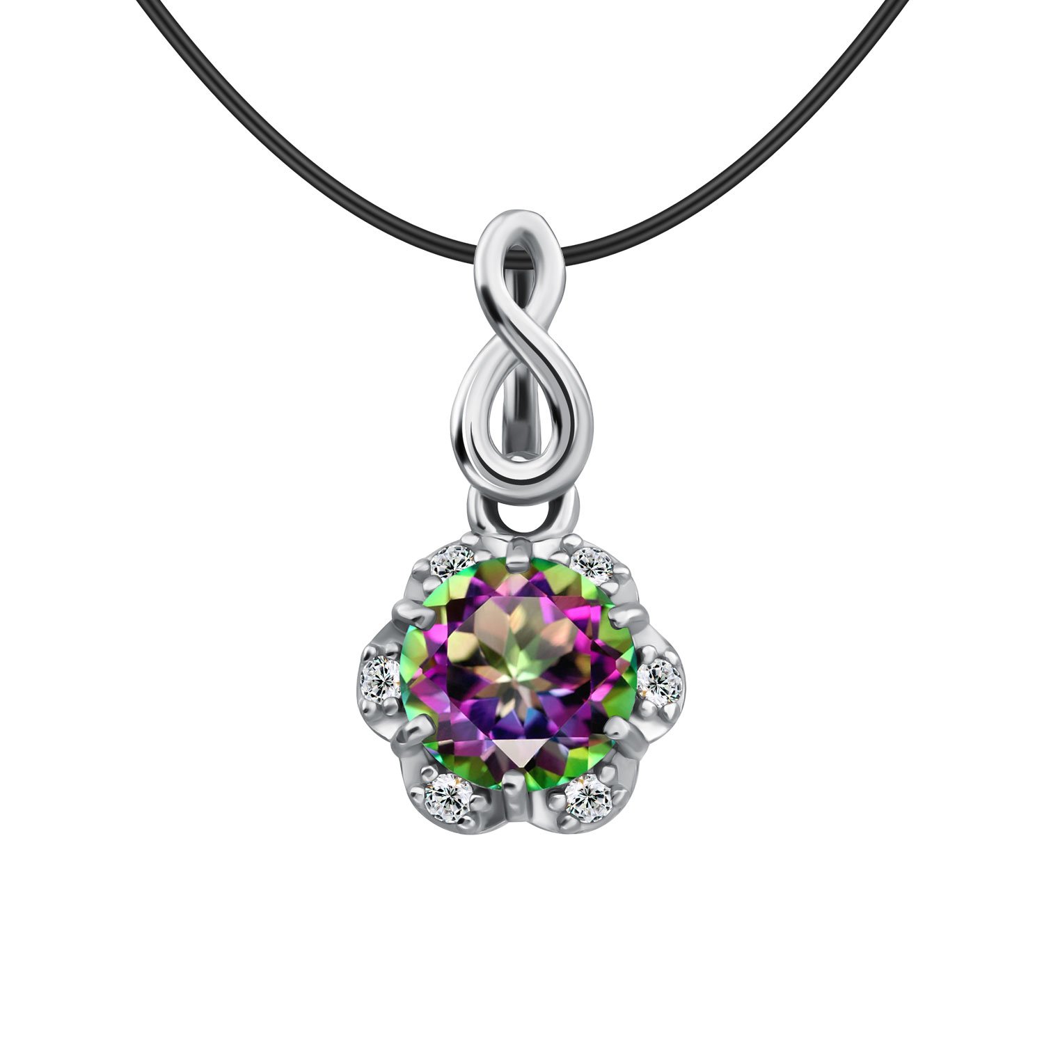 Серебряная подвеска с кварцем и фианитами с родированием