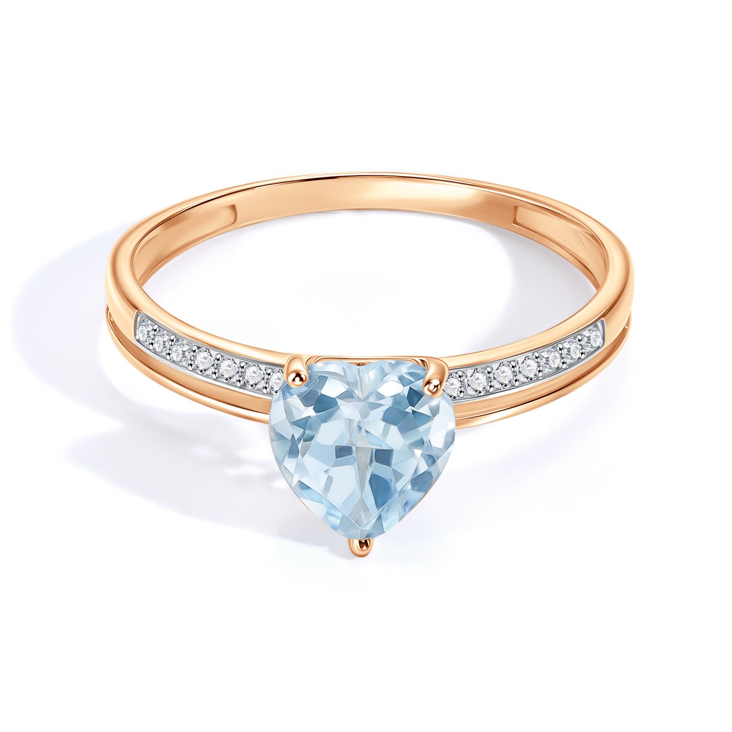 Золотое кольцо с топазом Sky и бриллиантами