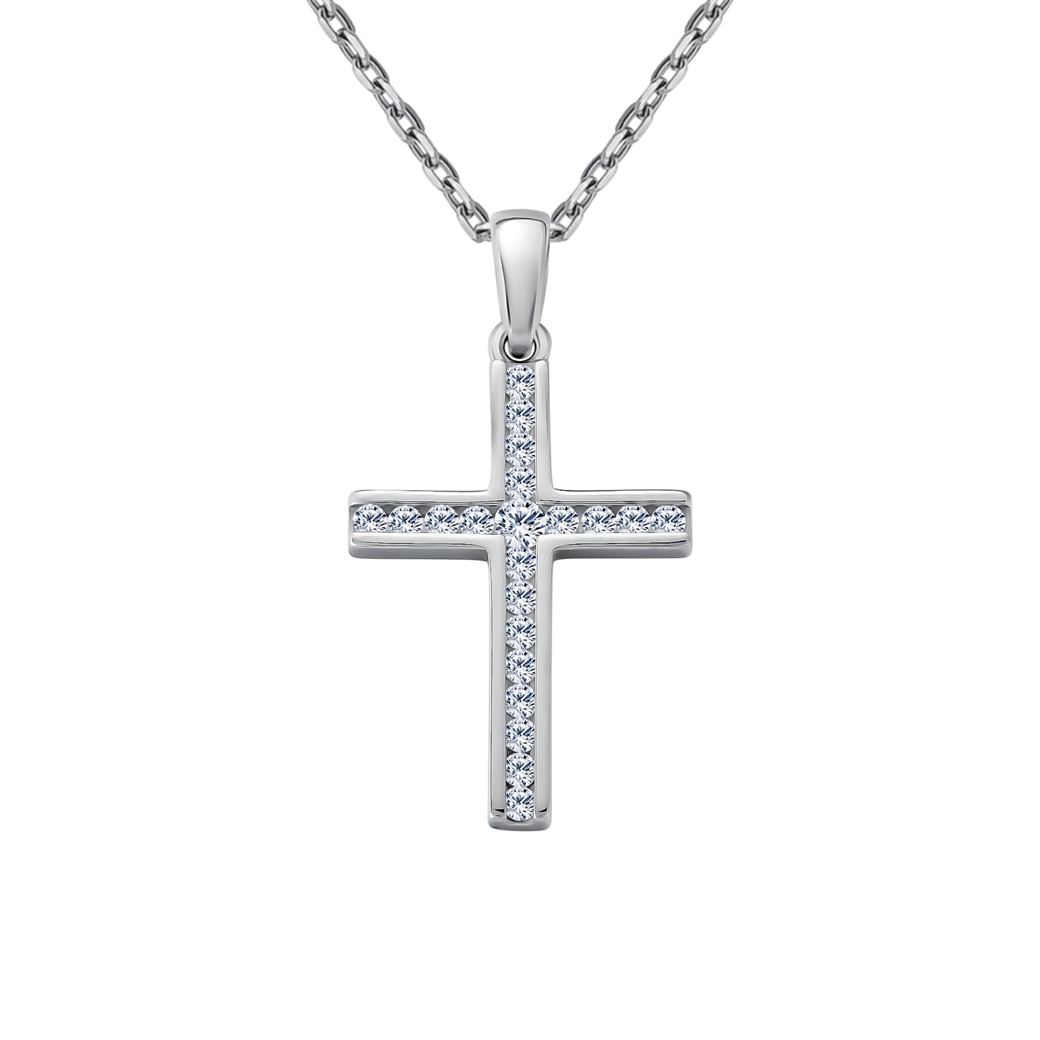Серебряная подвеска Крест с фианитами