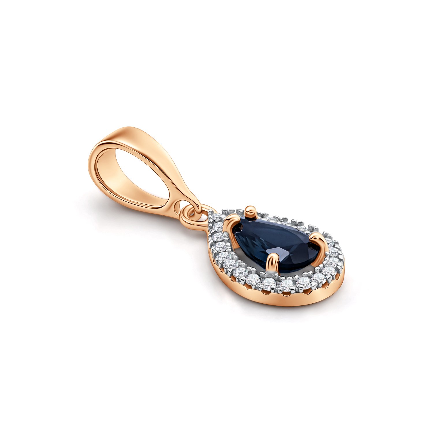 Золотая подвеска с сапфиром и бриллиантами