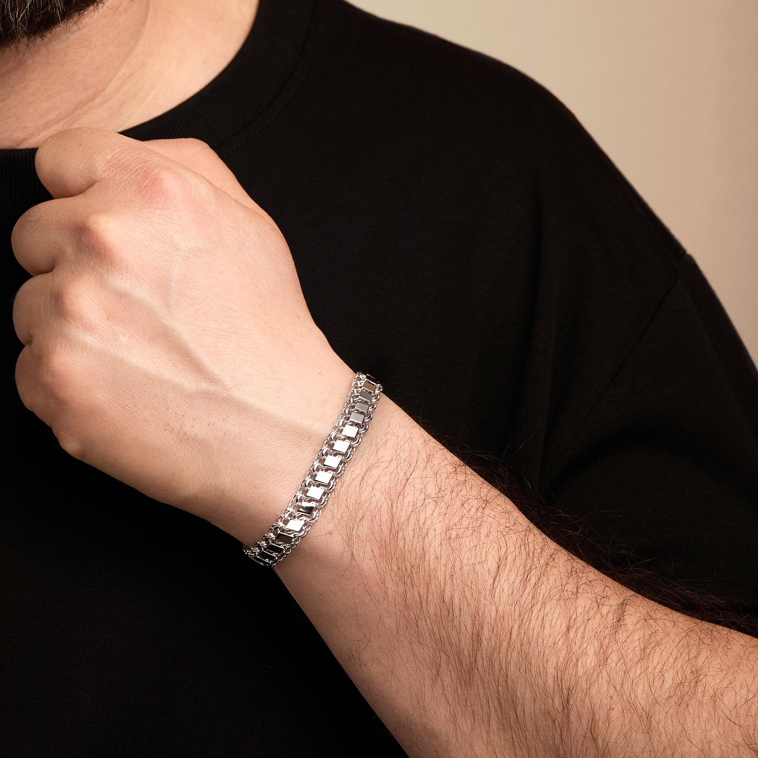 Серебряный браслет ручной работы полновесный