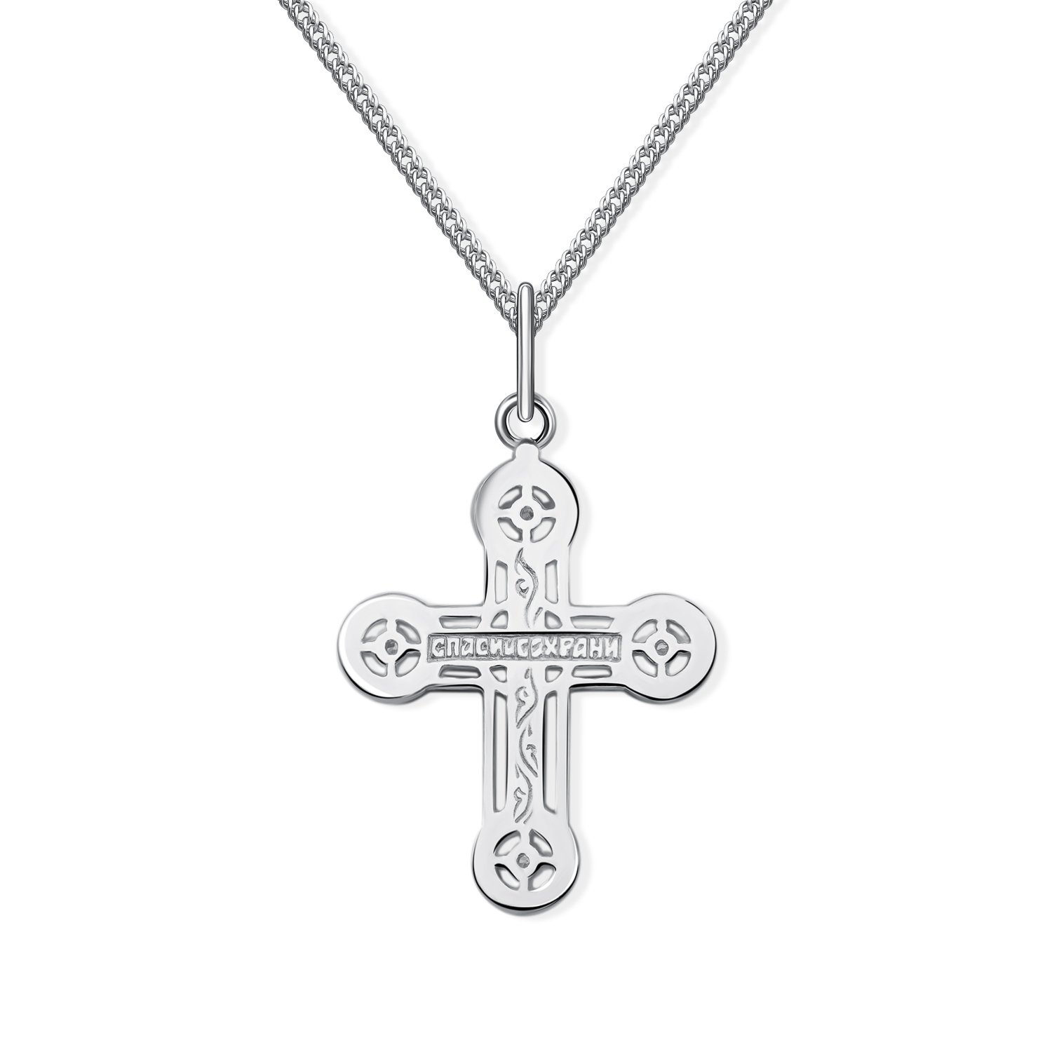 Серебряный православный крест с фианитами