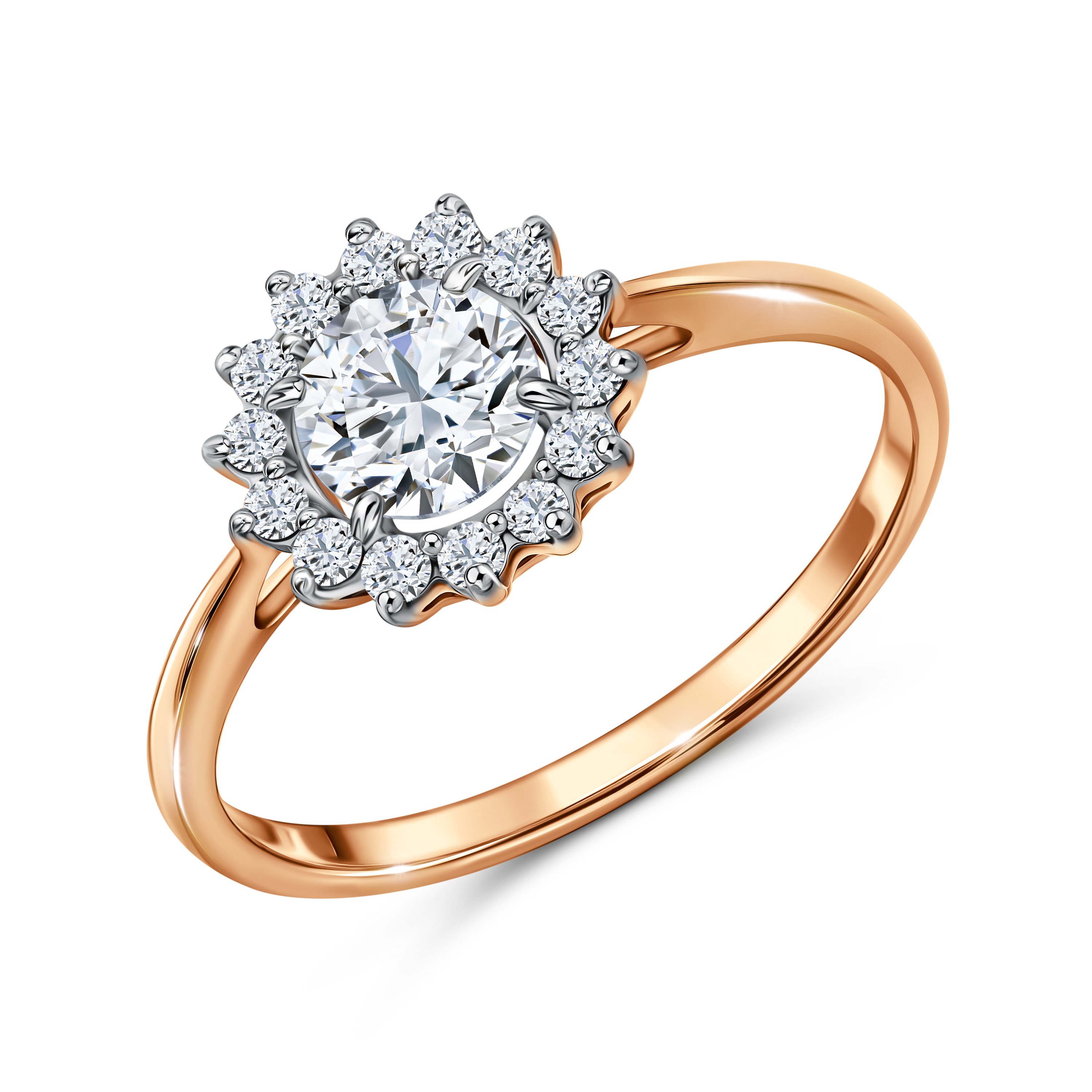 Фото «Золотое кольцо с бриллиантами выращенными»