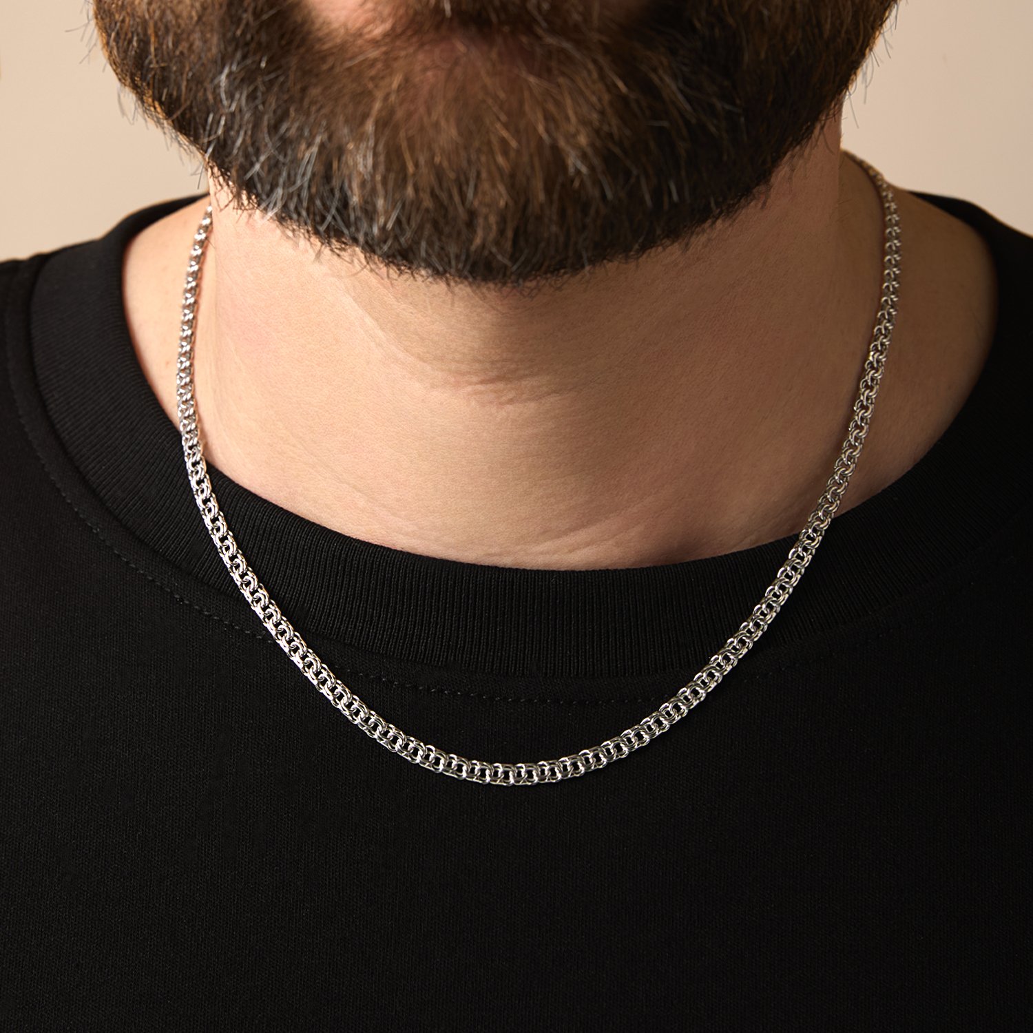 Серебряная цепь ручной работы полновесная