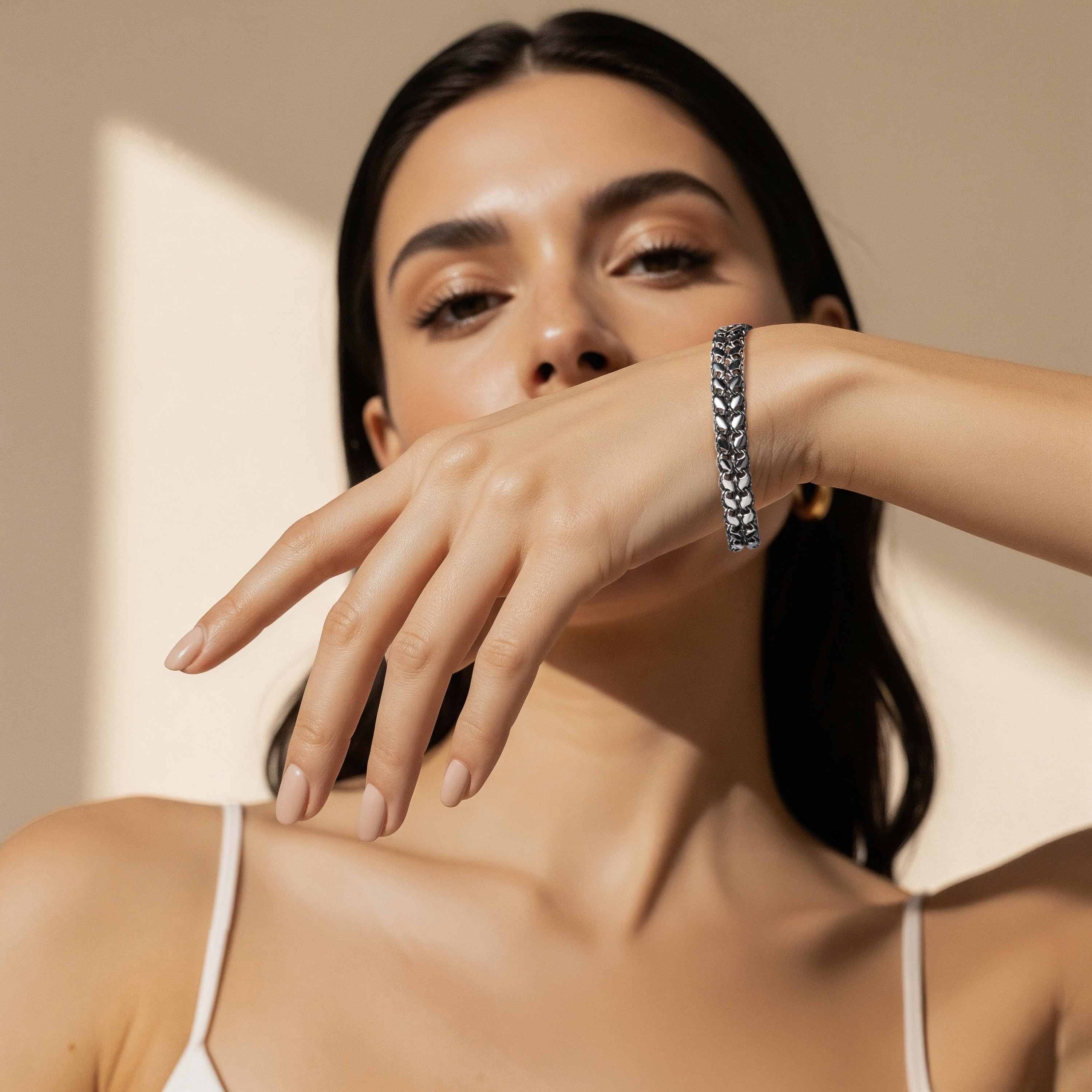 Серебряный браслет ручной работы полновесный