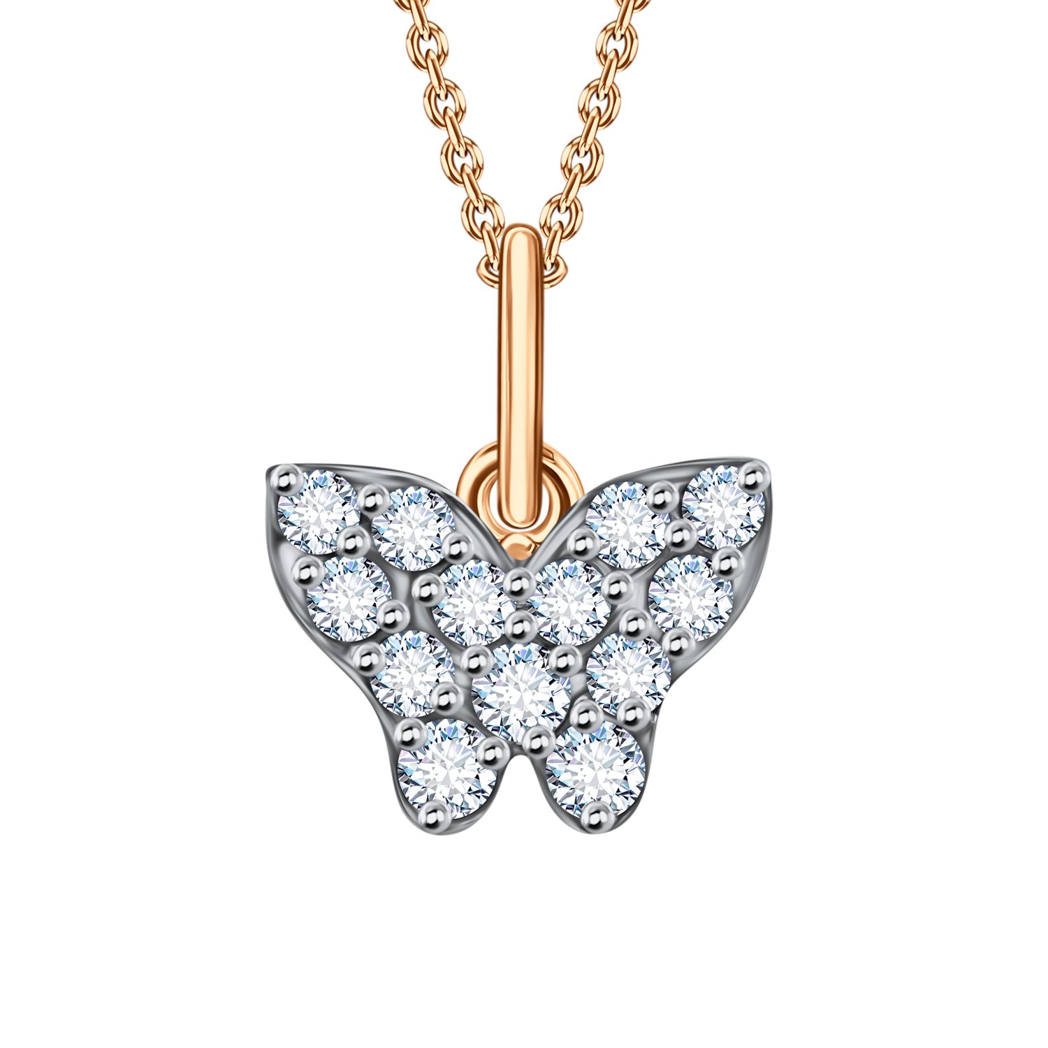 Фото «Золотая детская подвеска Бабочка с фианитами»