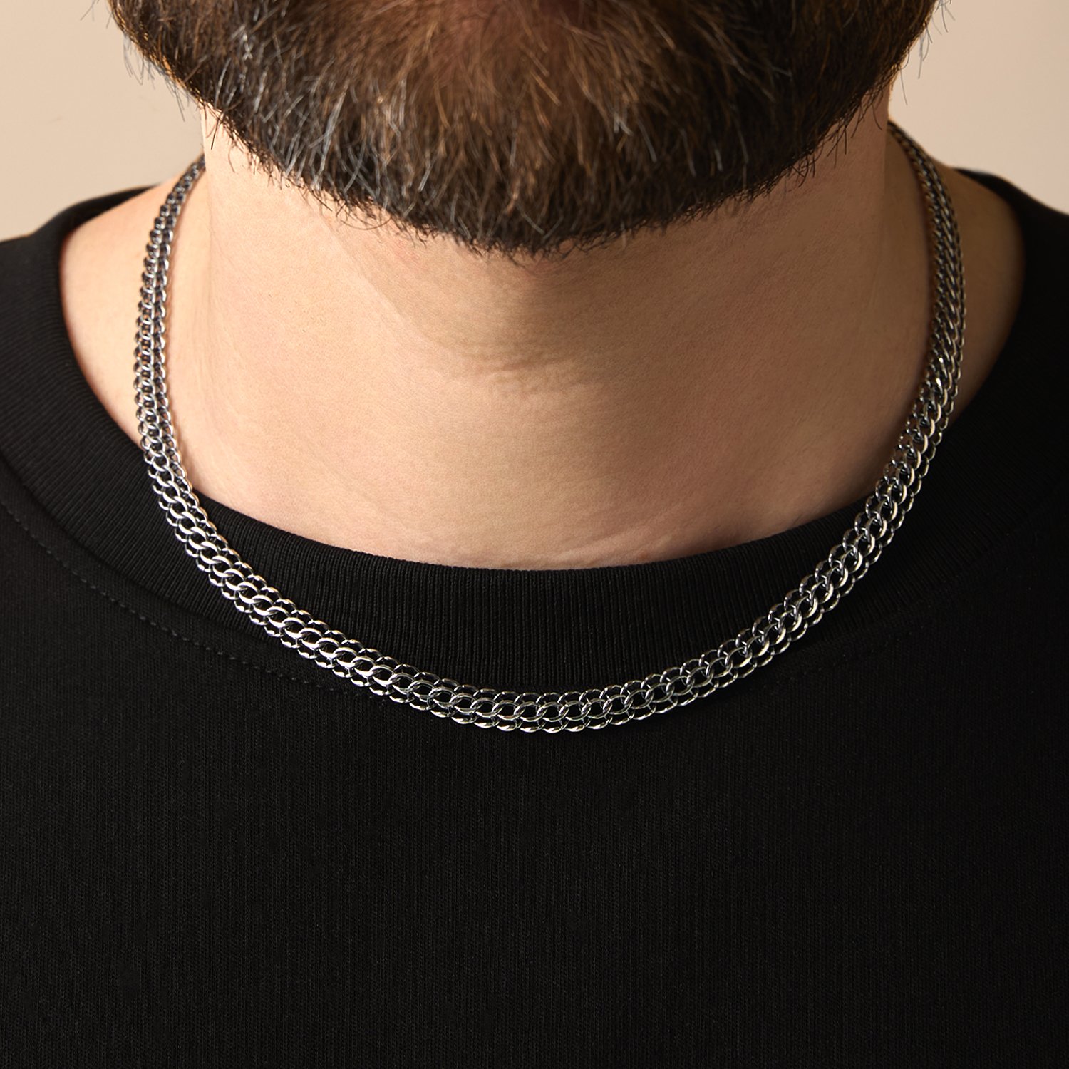 Серебряная цепь ручной работы полновесная