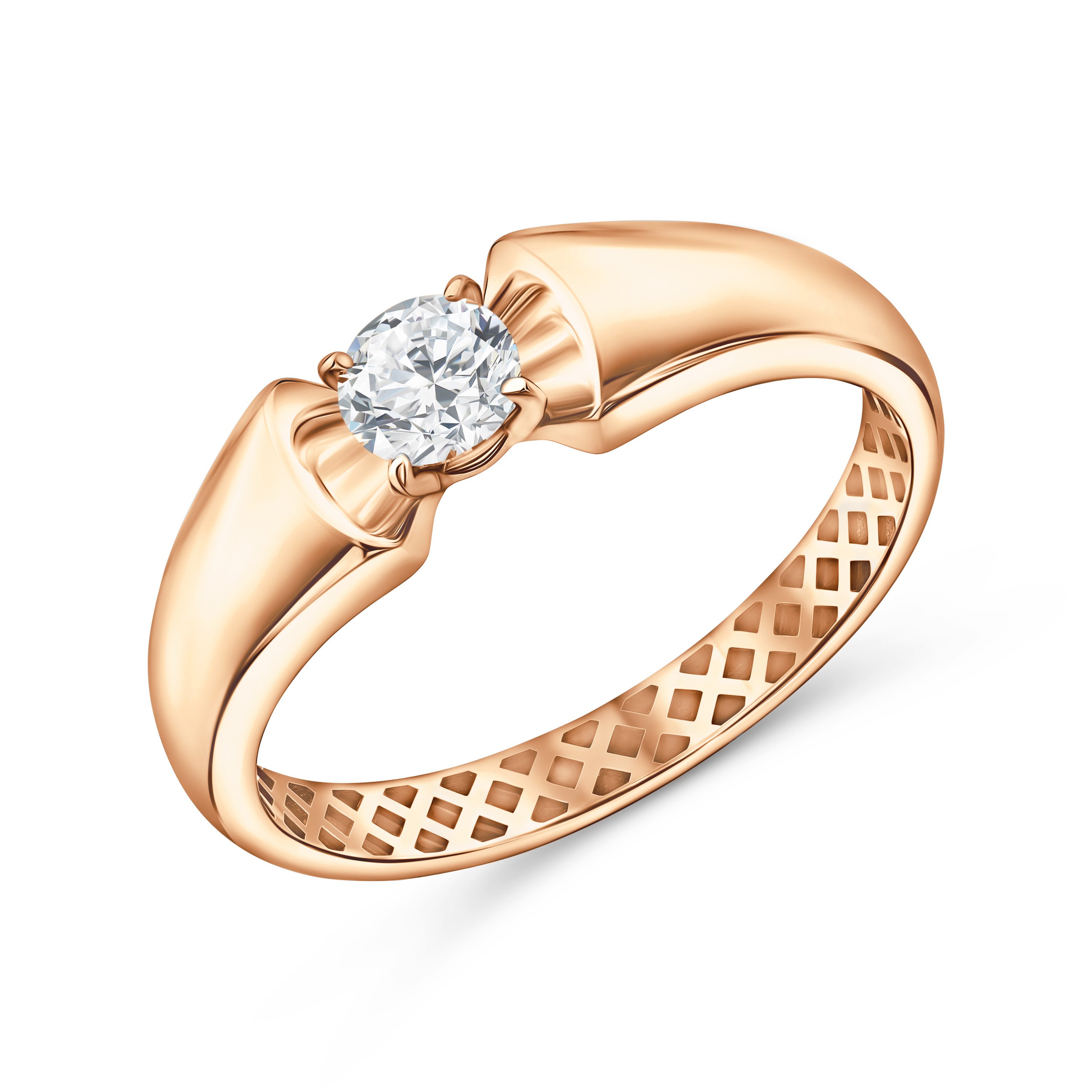 Фото «Золотое кольцо с бриллиантом выращенным»