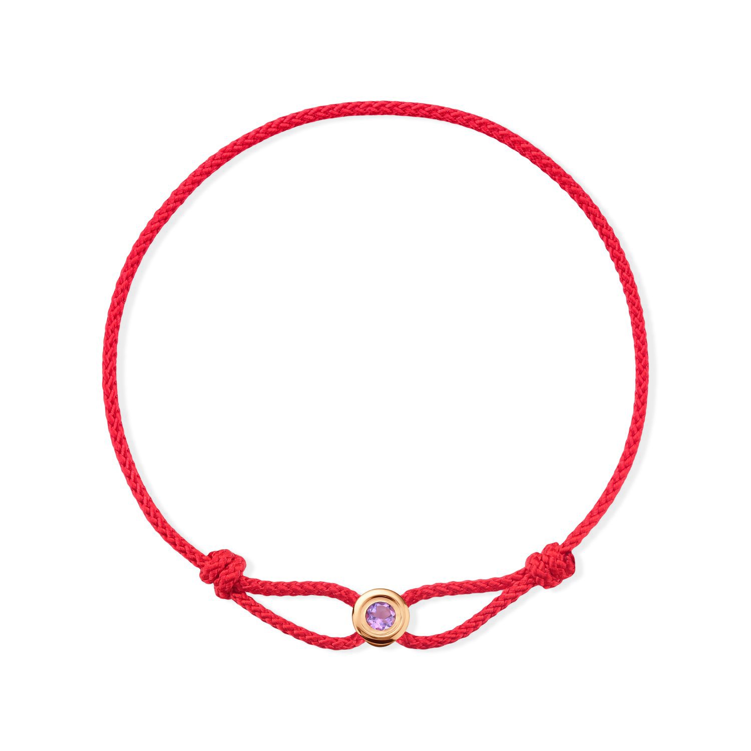 Фото «Браслет «красная нить» с золотой вставкой и аметистом»