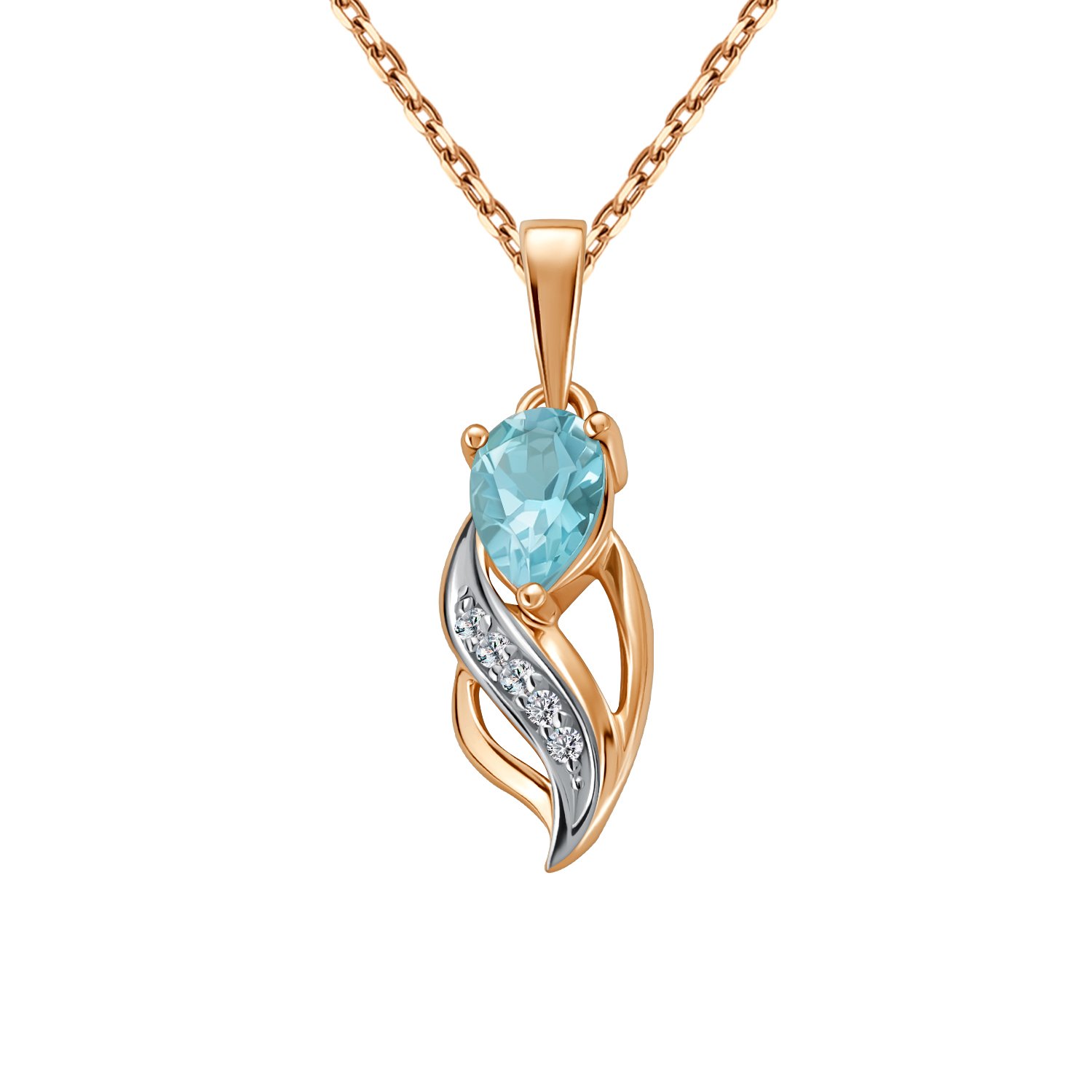 Золотая подвеска с топазом и фианитами