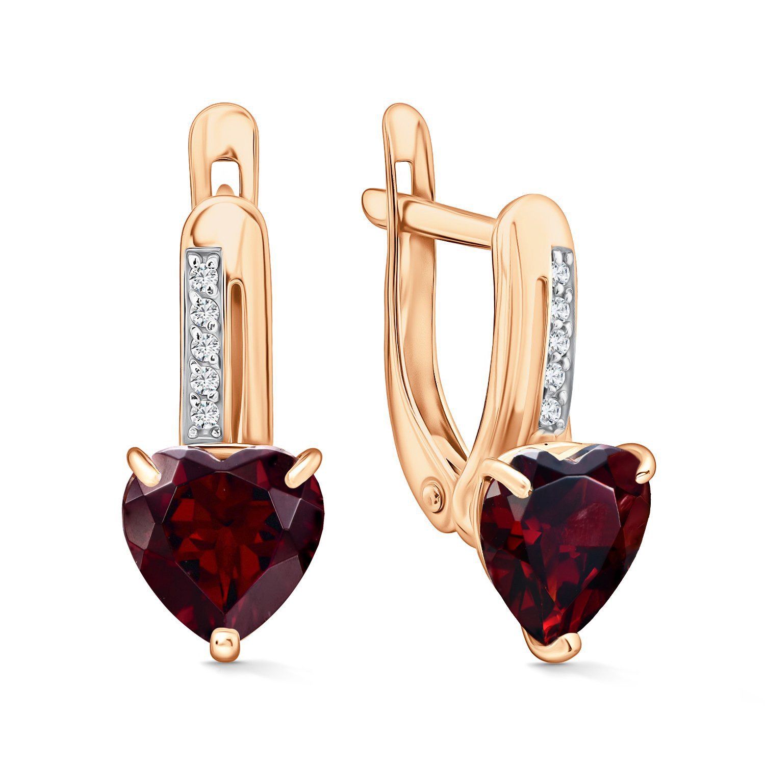 Фото «Золотые серьги с гранатом и бриллиантами»