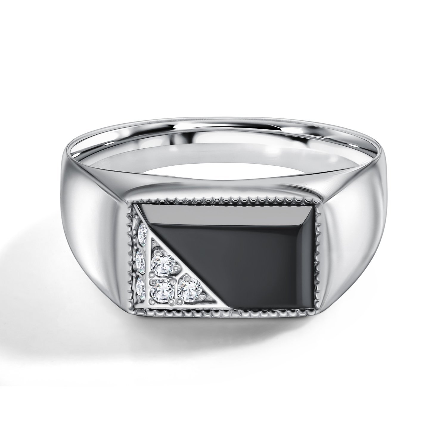 Серебряная печатка с агатом и фианитами