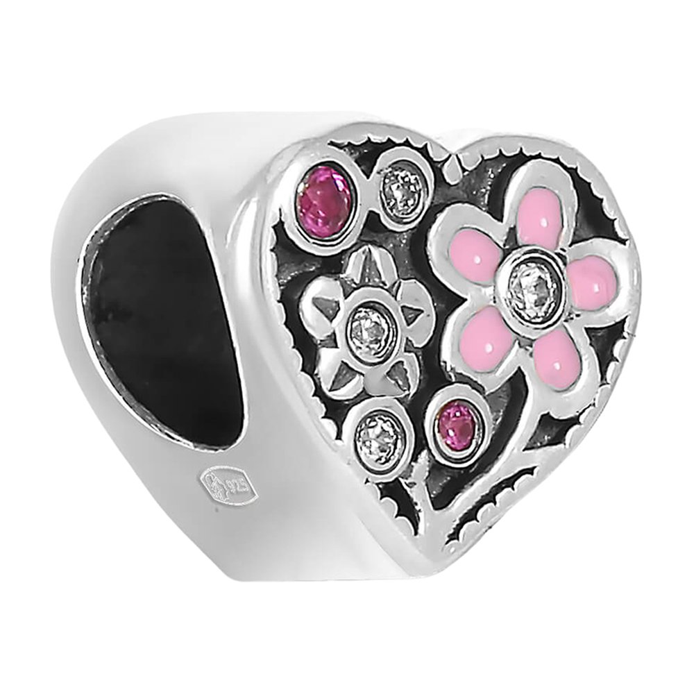 Подвеска-шарм TALANT Цветок из серебра с эмалью и фианитами