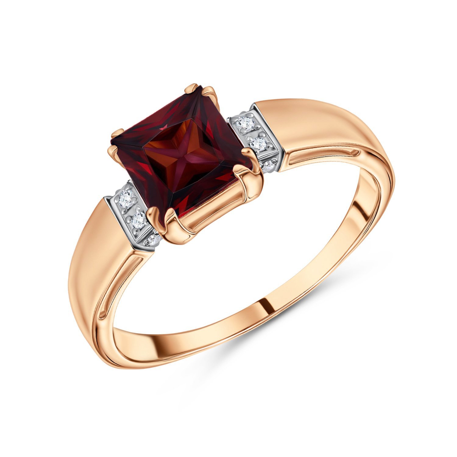 Фото «Золотое кольцо с гранатом и бриллиантами»