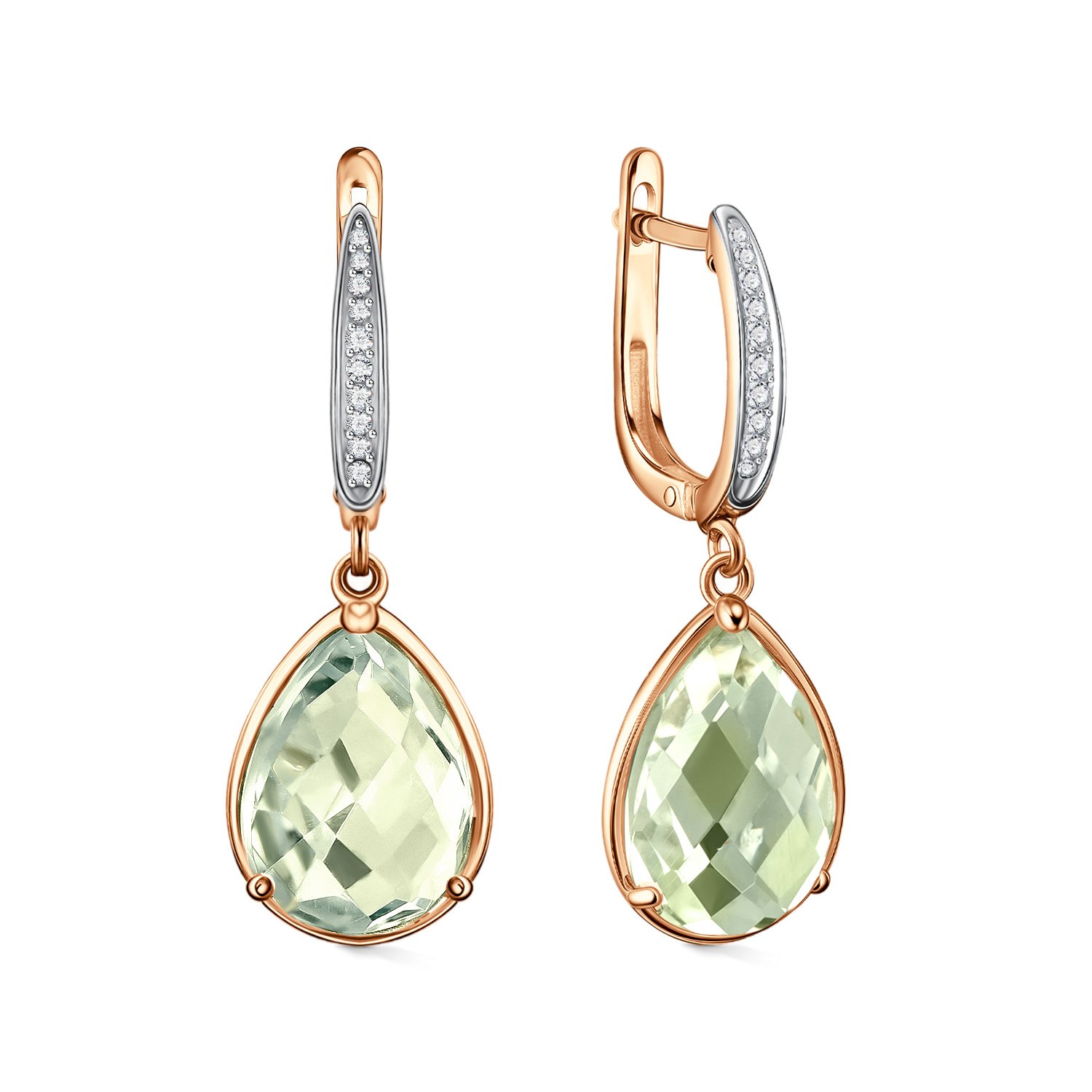 Фото «Золотые серьги с празиолитами и бриллиантами»