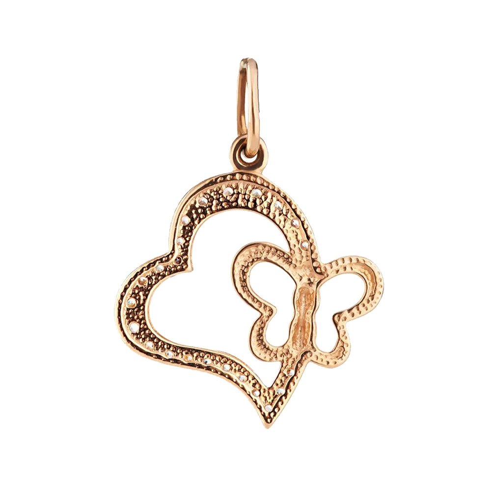 Золотая подвеска Сердце с фианитами